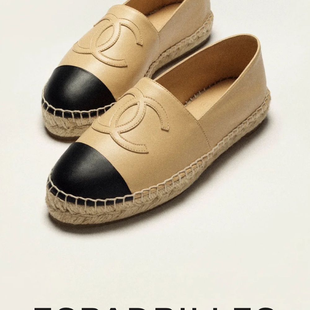 CHANEL Beige and Black Espadrilles